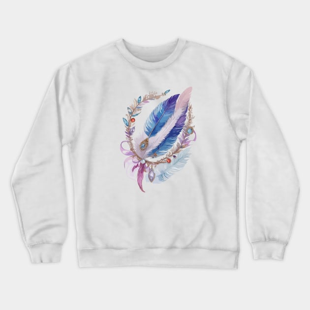 Bird Feathers Crewneck Sweatshirt by CatCoconut-Art